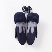 Теплые перчатки для детей 3-8 лет, замшевые хлопковые меховые перчатки для мальчиков и девочек, детские варежки, уличная перчатка с мехом кролика