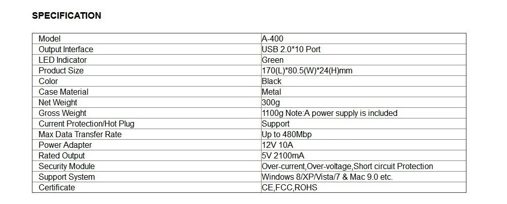 Sipolar 10 портов USB 2,0 концентратор данных и зарядного устройства с 12V10A адаптер питания для телефонов планшетов зарядка Litecoin Биткоин шахтеров a-400