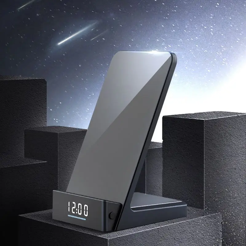 

Cellphone Qi-standard Wireless Charger, 10/7.5/5W Fast Charging Stand With Cooling Fan clock For Samsung XIAOMI HUAEWI IPHONE