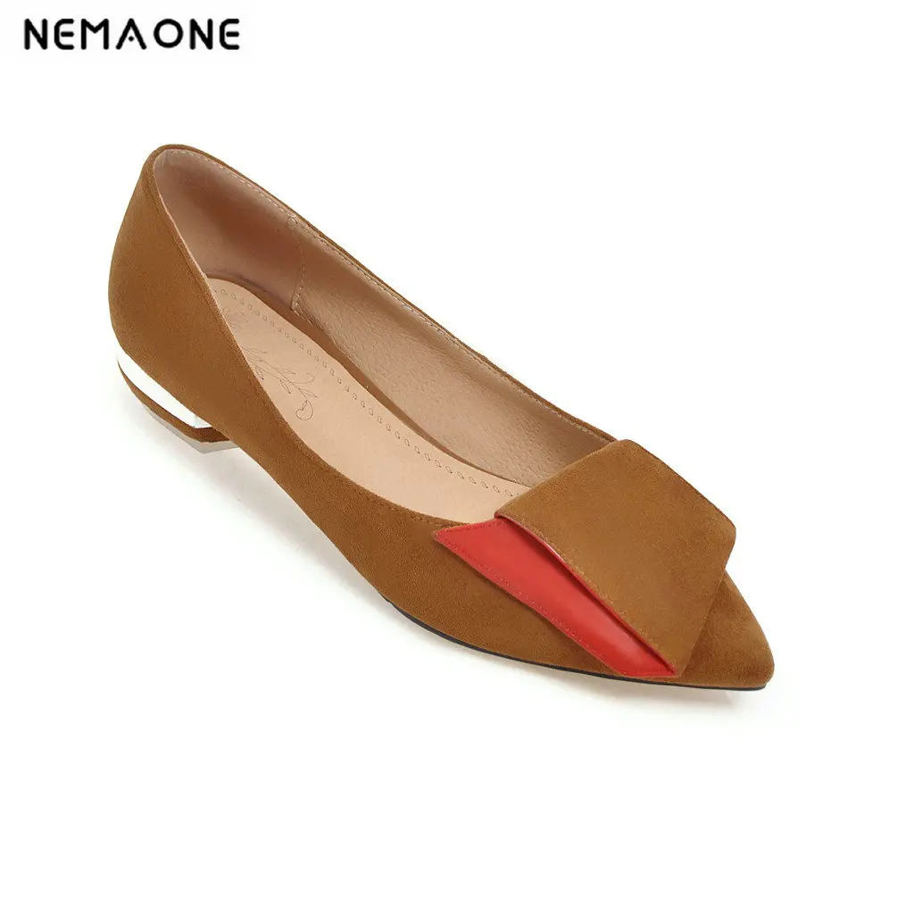 

NEMAONE Women Low Heel Pumps Spring Autumn Flock Plain Shallow Slip On Female Pumps Shoes Ladies Casual Single Shoes
