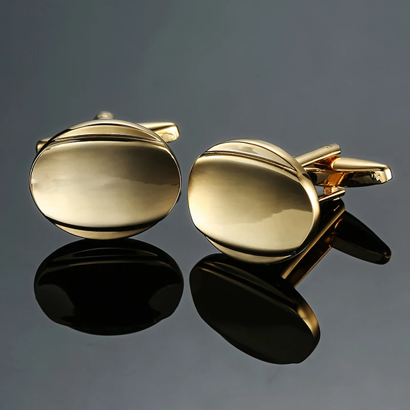 

DY High quality minimalist style Oval Gold Cufflinks fashion Men's wedding French shirt Cufflinks free shipping