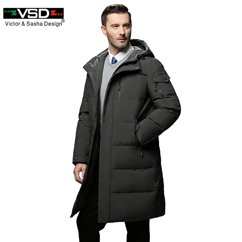 

VSD Warm Winter Down Jacket Windproof Hooded Collar Men's Parka Male Big Coat Smart Casual Covered Button 5XL