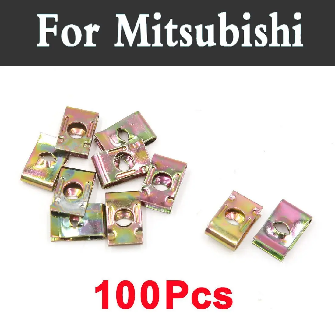 

100pcs Car Styling Buckle Metal Screw Nut U-Type Clips Retainer For Mitsubishi Galant Lancer Cargo Evolution Ralliart Minica