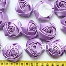 100 шт. сатиновая тканевая Роза 4 см бледно-лиловый розочки из ткани Укрась свою, выбор цвета