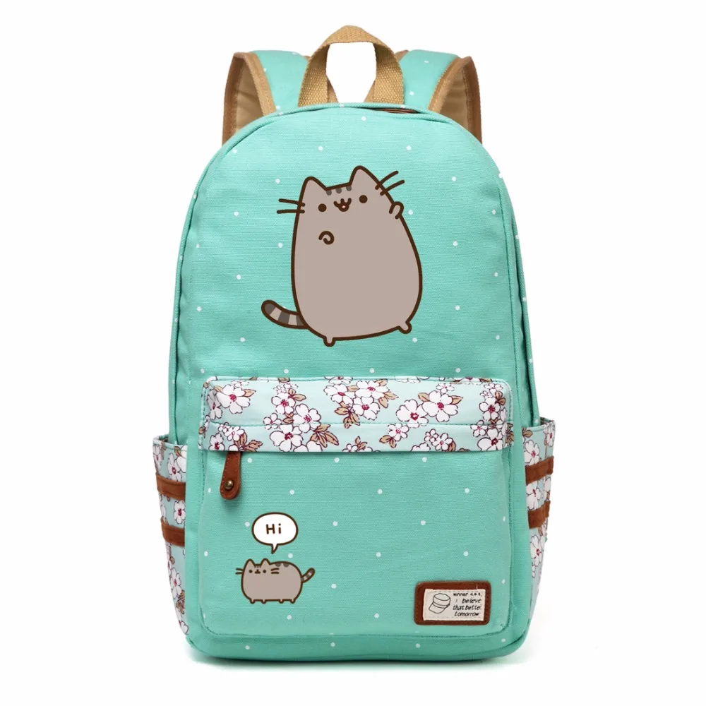 Pusheen Cat Canvas bag unicorn Flower wave point Rucksacks backpack for teenagers Girls women School Bags travel Shoulder Bag(China (Mainland))