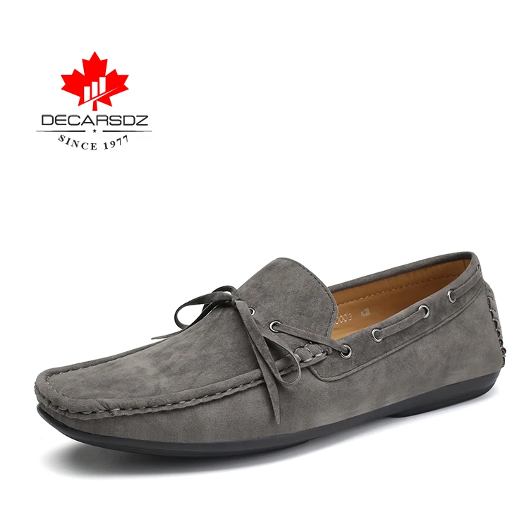 Мужская повседневная обувь г. Обувь для вождения лодки, мужские брендовые Мокасины, Мужская обувь для отдыха осенние модные удобные замшевые лоферы на шнуровке - Цвет: GRAY