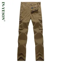 Брендовые IN-YESON Мужские штаны Свободные Мульти Карманы походные охотничьи брюки карго мужские треккинговые брюки большого размера 44