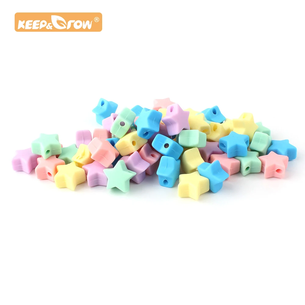 

Keep&Grow 10pcs Stars silicone beads Accessories Food Grade Silicone Star Dummy Making Teether for DIY Teething Pacifier chain