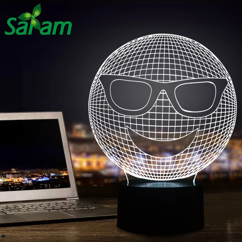 Интересное выражение 3D LED детей ночник Touch USB лампа с прохладной Солнцезащитные