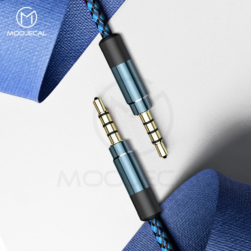 MOOJECAL 3.5 Jack Audio Cable Jack 3.5 mm Male to Male Cloth Audio Aux Cable For iPhone Car Headphone Speaker Wire Line Aux Cord