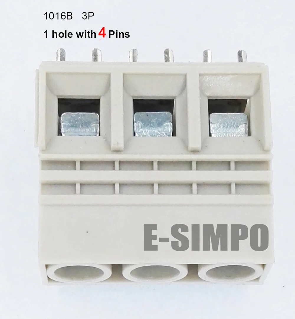 1016B 10.16 3P PCB Screw Terminal Block, Straight 10.16mm, 650V57A