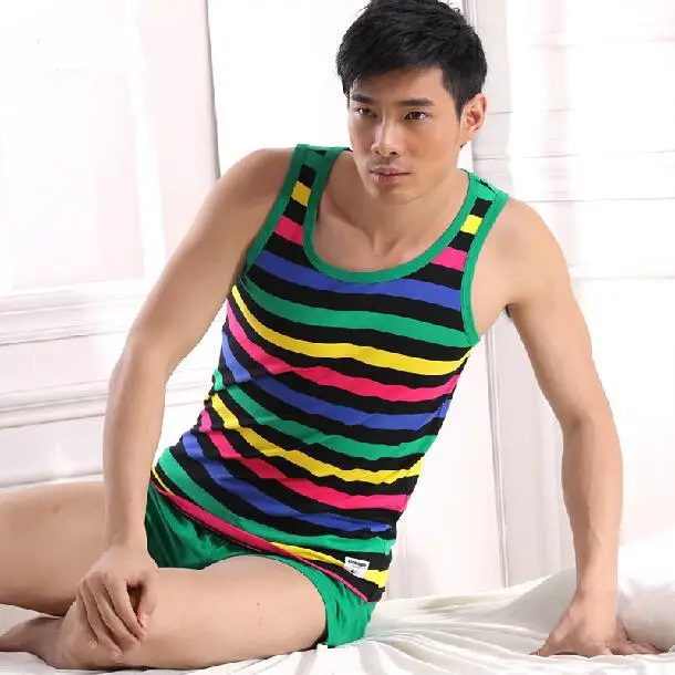 Buy Free Shipping New Men's Cotton Pajama Set Striped