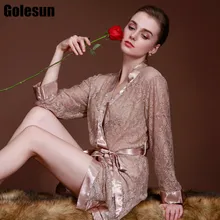 Для женщин перспектива белье шифоновая Пижама летняя одежда для отдыха пикантные женские шелковые сна халаты атласные пижамы