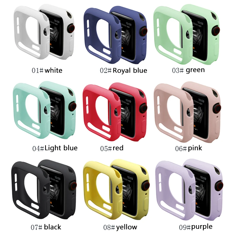 

Candy Color TPU Bumper Cover Compatible with apple watch 4 44/40mm protector for iwatch series 3/2/1 42/38mm watch Accessories