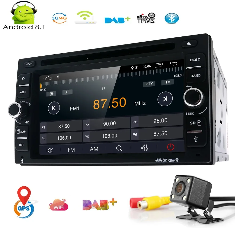

Two Din Android 8.1 Car DVD Player Car Stereo Radio GPS Wifi OBD2 DAB TV Bluetooth RAM 2GB Navi+Map+ Backup camera