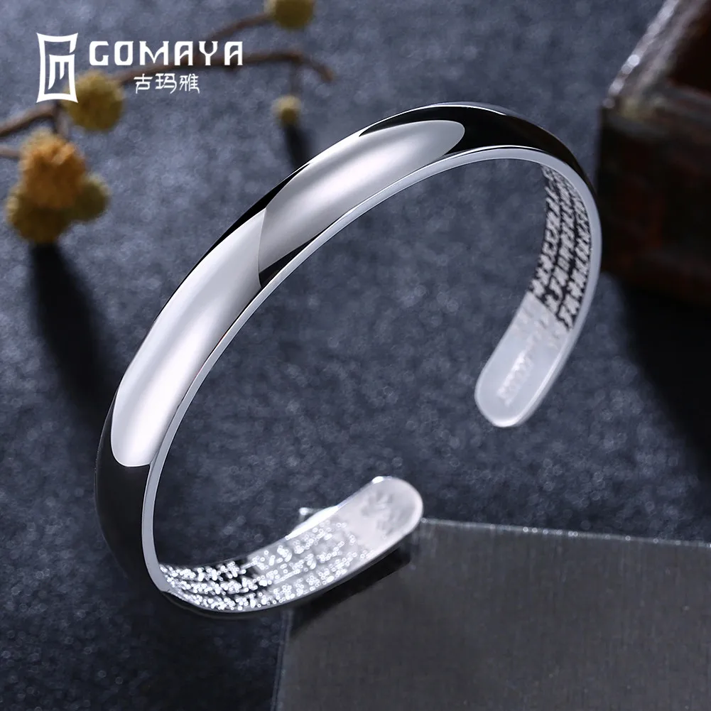 GOMAYA 999 Sterling Silver Bangles Simple Style Cuff Bangle Bracelet for Women Opennable Charm Bracelets Fine Jewelry Gifts GOMAYA 999 Sterling Silver Bangles Simple Style Cuff Bangle Bracelet for Women Opennable Charm Bracelets Fine Jewelry Gifts