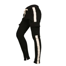 Высокое качество Новинка года длинные боковые полосы модная уличная одежда Хип Хоп молния шаровары для бега повседневное пот брюки для девоче