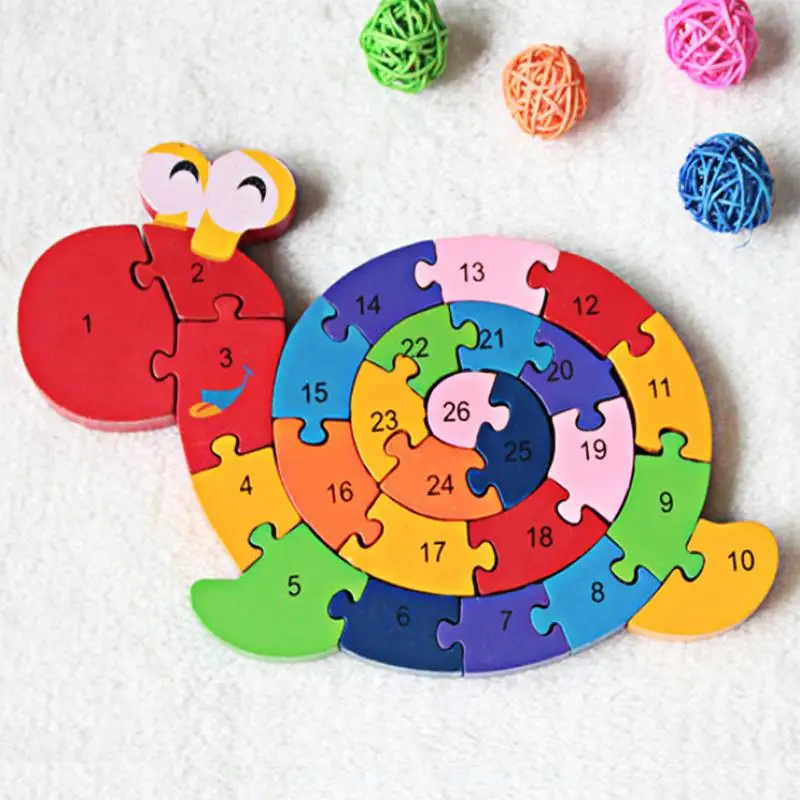 Игрушки для детей деревянные головоломки 26 Английский, алфавитно-цифровой улитки головоломки игрушки забавные цифровые Puzlzle Игры развивающие игрушки для детей