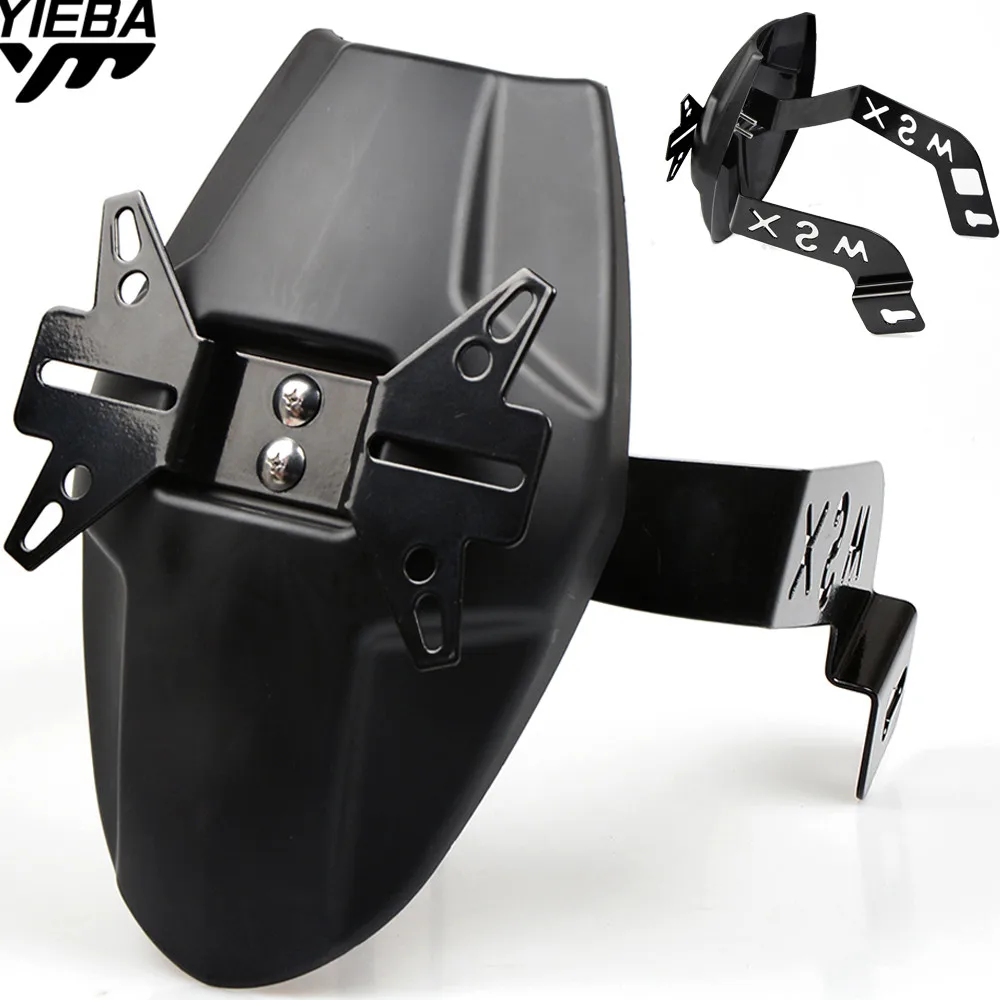 Motorcycle Accessories Rear Fender CNC Aluminum Bracket Black Platic Fender FOR HONDA MSX125 MSX 125 2013 2014 2015 With LOGO