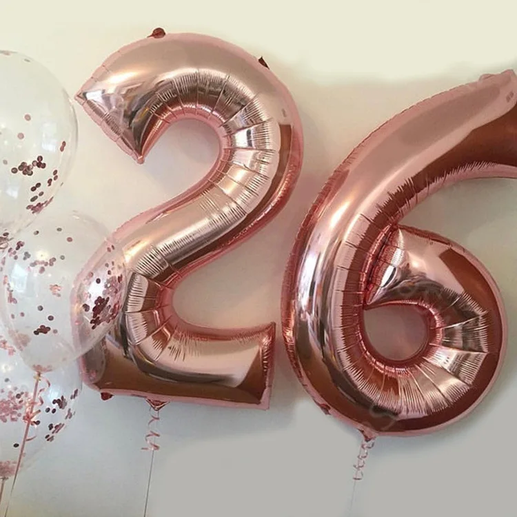 

40 Inch Big Foil Birthday Balloons Number Rose Gold Party Wedding Balloon 0-9 Champagne Party 1st Birthday Decor Kids Supplies
