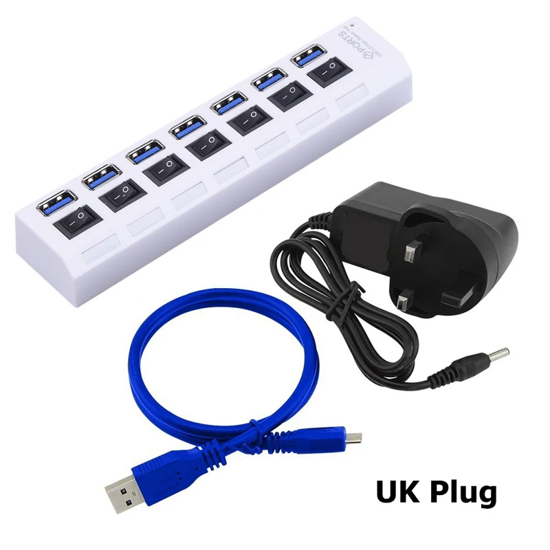 USB HUB 3,0 Супер скорость 5 Гбит/с 7 портов USB 3,0 usb-хаб с переключателем включения/выключения Platooninsert для компьютера ноутбука периферийные устройства