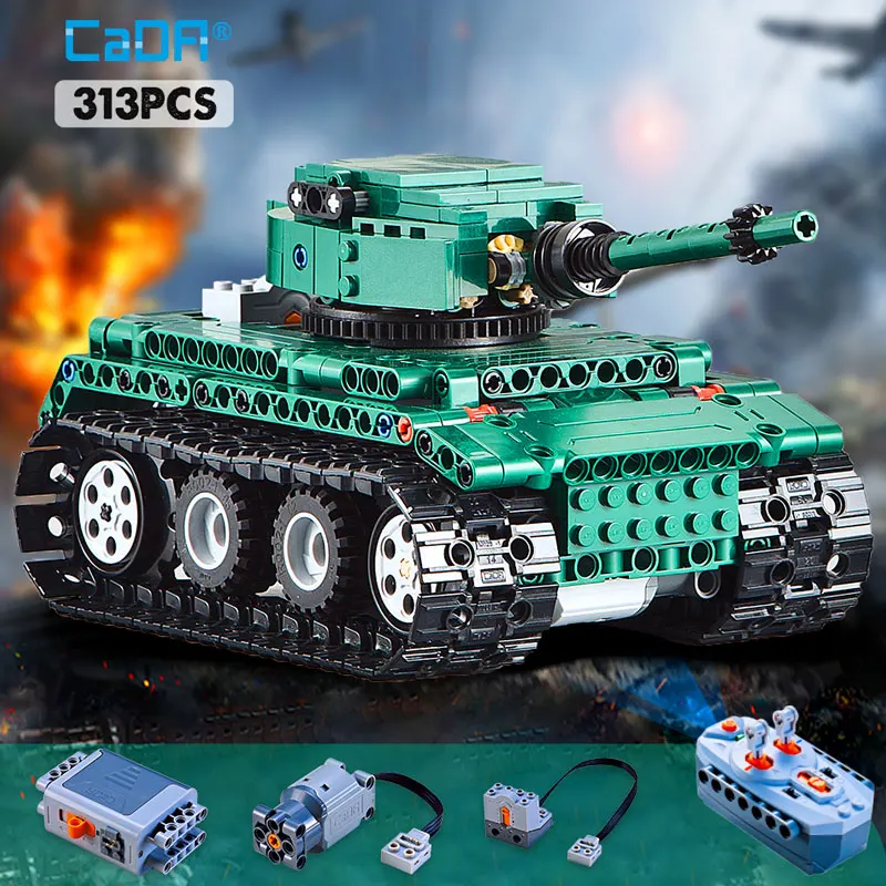 Preise Cada 313PCS RC Military Tiger 1 Tanks Bausteine kompatibel Für legoing Technik WW2 Welt Deutsch Armee ziegel spielzeug für kid