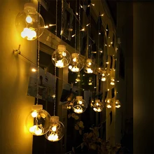 Светодиодный гирлянда для штор Желая шар маленькая круглая лампочка украшение для праздника световое украшение окна