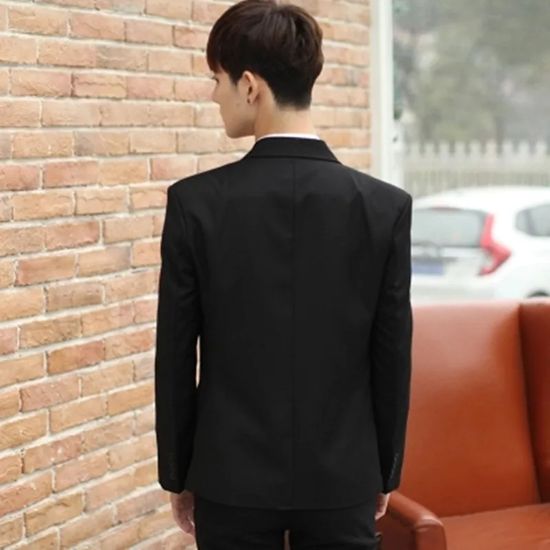 Мужской костюм в Корейском стиле, обтягивающий Повседневный пиджак, свободная британская куртка, Молодежная однотонная деловая рубашка