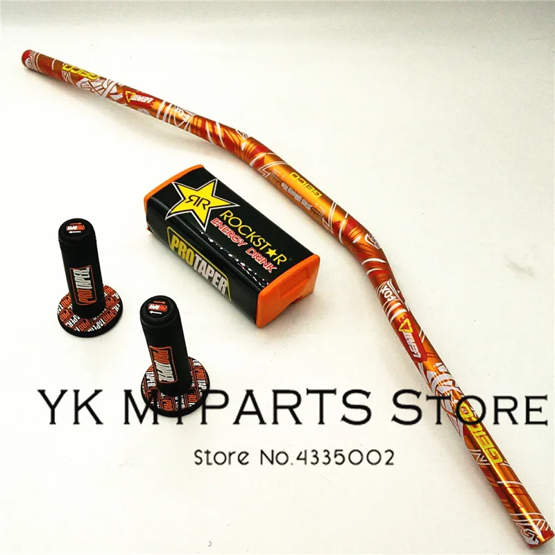 

1-1/8" 28.5mm Caken Orange Handlebar With Pit Pro Racing Handlebar Pads For Dirt Bike MotorCross MX Racing Bike CRF KLX Kayo