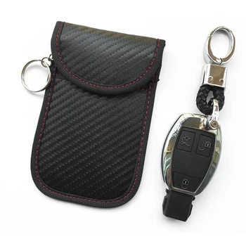 

Entry Key Case Fob Phone Pouch Blocker Carbon Fiber Anti-theft Car Key