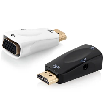 

HDMI to VGA Adapter 1080P HDMI Male To VGA Female Converter High Quality HDMI Adapter With Audio Cable For PC HDTV Black/White