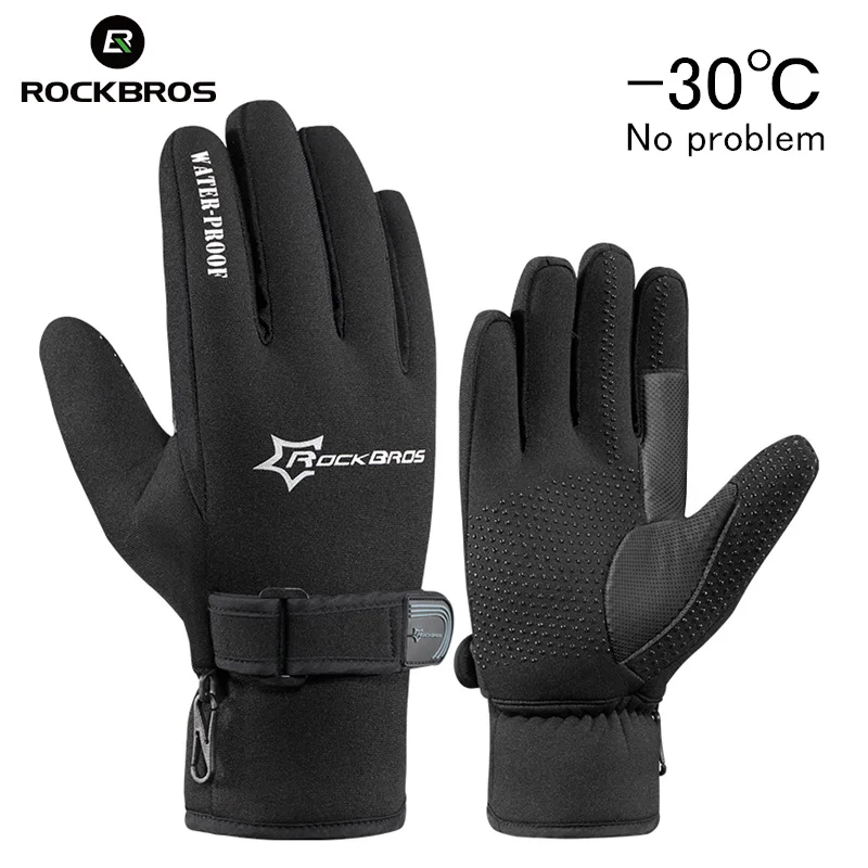 RockBros Winter Windproof Skiing Fleece Keep Warm Ski Snowboarding Gloves Ultra Thick Silica Gel Anti Slip