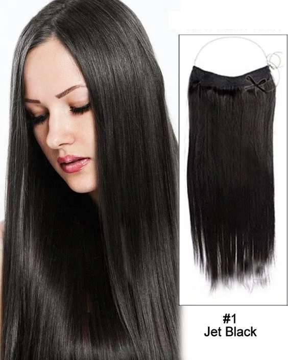

Halo Couture Extensions all Synthetic Hair With Extensions. New Hair System in the Form of a "Flip".With Nylon Yarn as a Head
