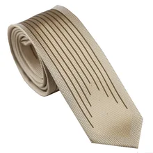 Lammulin Галстуки Для мужчин узкие галстук Дизайн границы уникальный бежевый с Кофе в Вертикальную Полоску микрофибры галстук мода Slim Tie