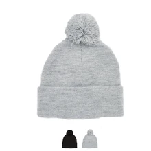 Женские и мужские повседневные вязаные теплые шапки, зимние шапки с черепом и помпоном, 2 цвета