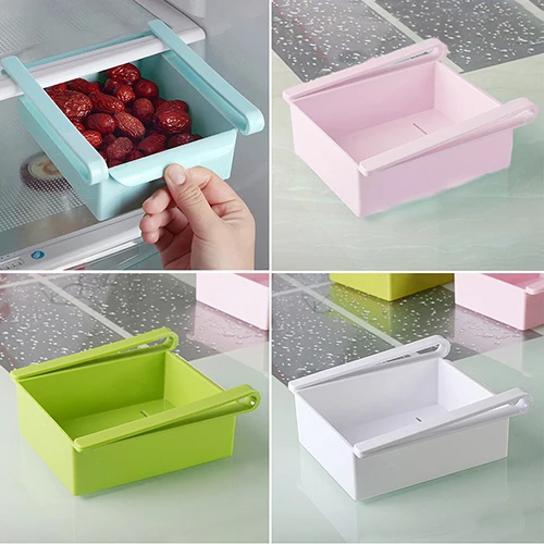

Kitchen Fridge Freezer Space Saver Organizer Storage Rack Holder Slide Drawer
