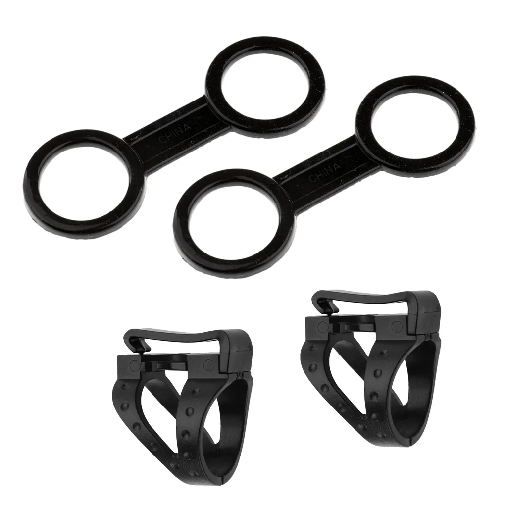 (Pack of 4) Universal Durable Scuba Dive Diving Quick Release Breathing Tube / Snorkel Mask Clip Retainer & Double Loop Keeper