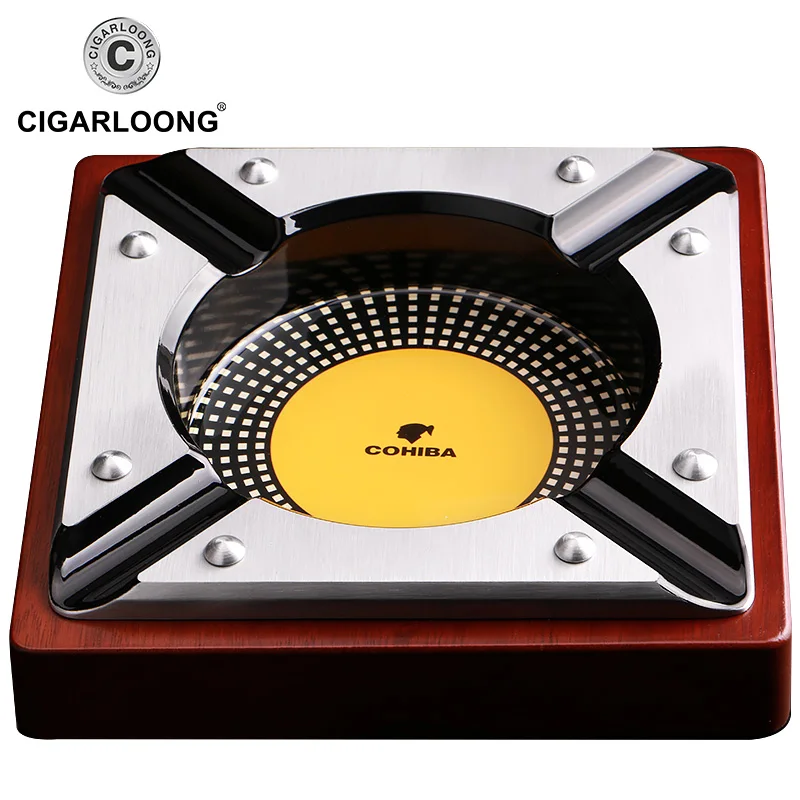Бесплатная доставка пепельница для сигар COHIBA с корпусом из красного дерева