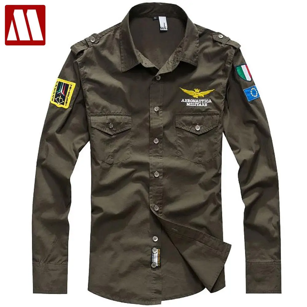 2019 Fashion Casual Man Mens Long sleeve Shirt embroidery Air Force Cotton Shirts For Men,  Asia S-XXXL,Free Shipping, RD464