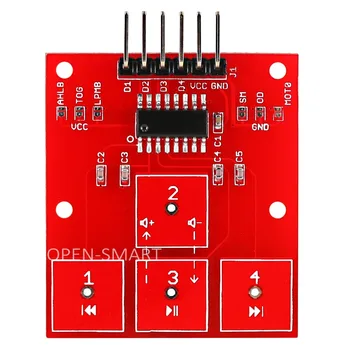 OPEN-SMART Sensore tattile a 4 canali Modulo di controllo a 4 vie Scheda touch a 4 canali ad alta sensibilità Controllo musicale compatibile per Arduino