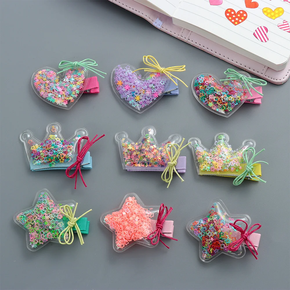 

Cute Fashion Children Hairpin Baby Girls Glitter Star Crown Hair Clips Lovely BB Clip Bow Barrettes Side Clips Hair Accessories