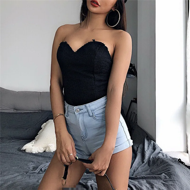 

Sexy Women Tops Summer Tube Tops Sleeveless V-Neck Wrapped Chest Tank Top Vest Casual Solid Color Ladies Shirt Woman T-shirt Top