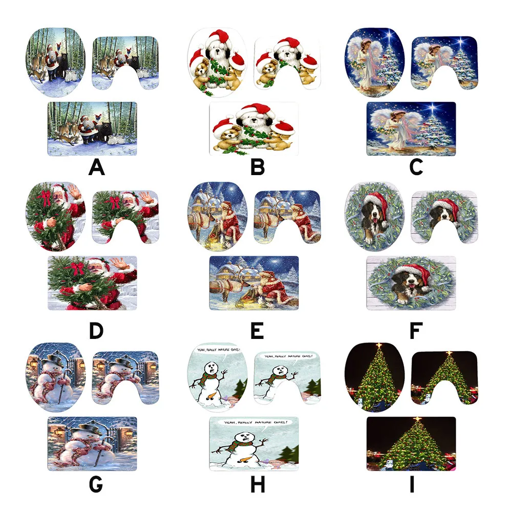 3 шт. Рождественская ванная комната Нескользящая стойка для тряпок+ крышка для унитаза+ коврик для ванной набор рождественских украшений для дома дропшиппинг