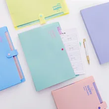Creative Stationery A4 Document Bag Candy Color Smile Face File Folder Expanding Wallet Bill Folders Cute Office School Supplies smile face file bag