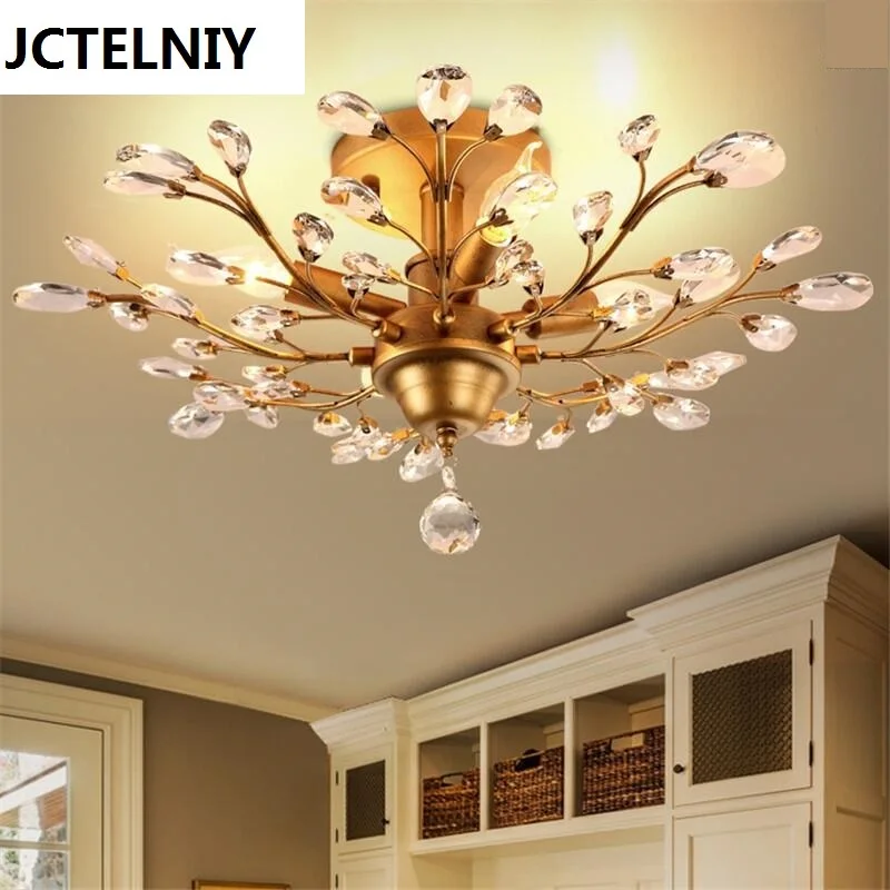 

American, wrought iron Nordic sitting room lights led bedroom absorb dome light, contracted and contemporary creative crystal la