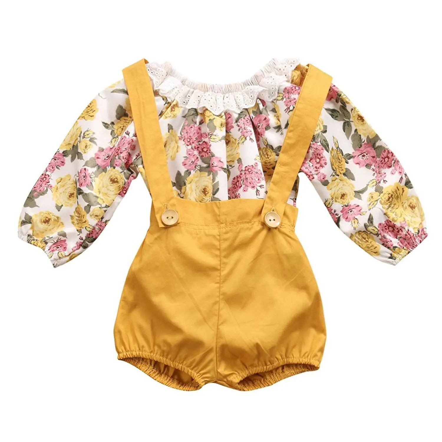 

Ins foreign trade children's clothing fashion flower ha + suspenders two-piece outfit JX-001