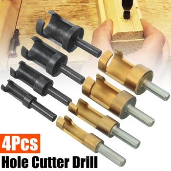

Doersupp New 4Pcs/set 6/10/13/16mm Wood Plug Hole Cutter Bit Set Kit Dowel Maker Plug Cutter Carpenter Wood Drill Bits