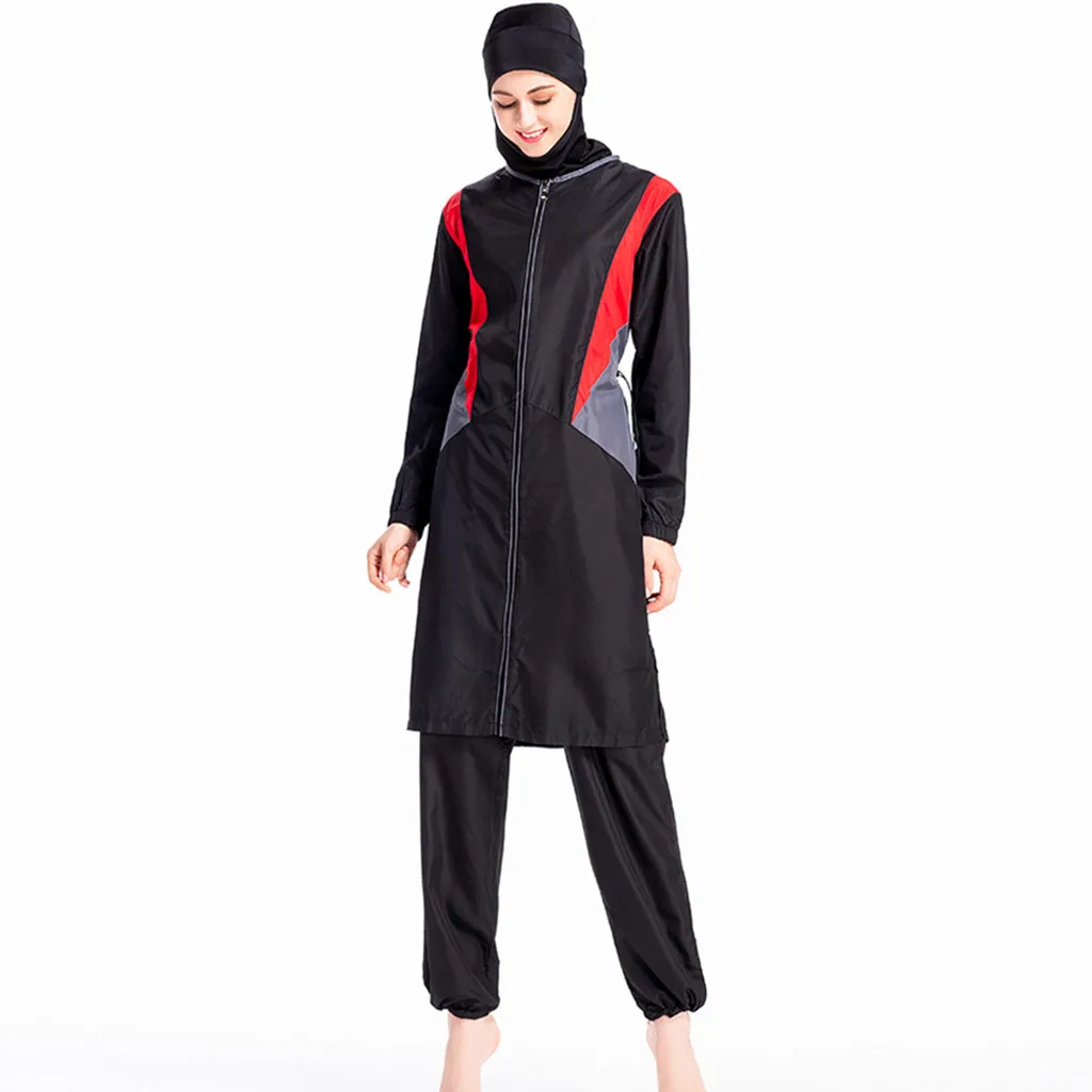 

Muslim swimsuit Swimming Suit 3 PCS Solid unpadded Swimsuit Beachwear burkini Split swimwear Swim Surf Wear Sport Burqini