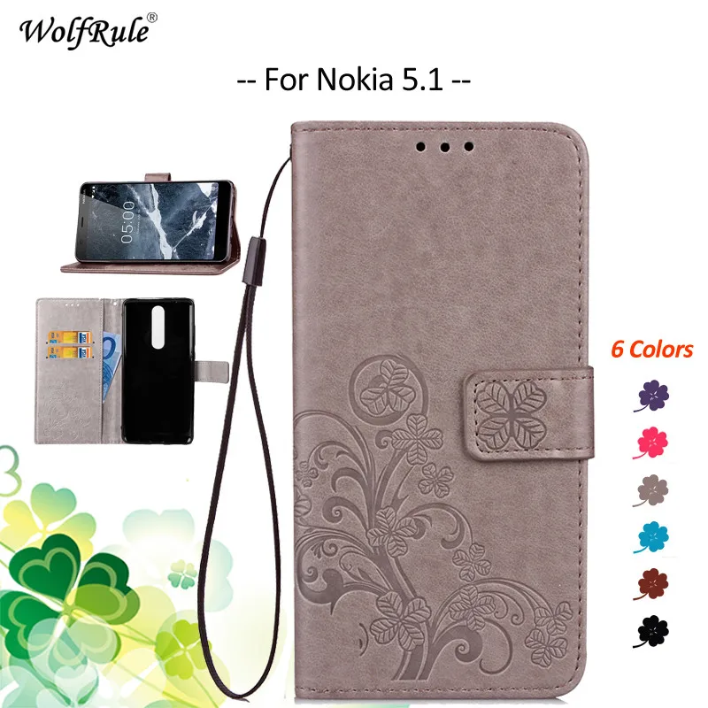 For Cover Nokia 5.1 Case Flip PU Card Holder Wallet Bumper Phone Bag 2018 5 5.5'' | Мобильные телефоны и