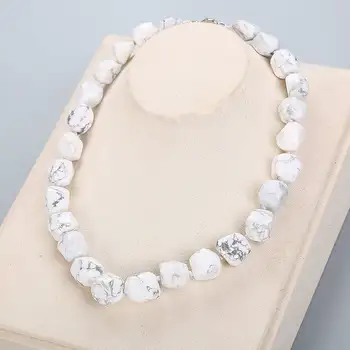 

White Turquoise Necklace Women Jewelry Crystal Reiki Stone Crystal Choker Gemstone Vintage Necklace Reiki Female Power Symbols